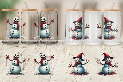 Glass Can Quirky Snowman Sublimation artnoy 