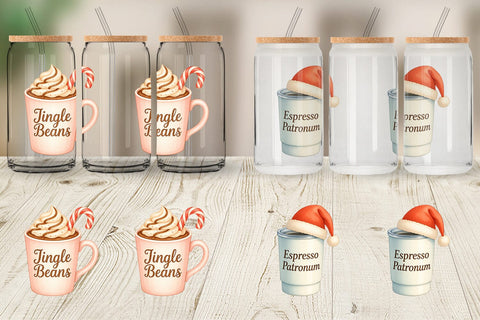 Glass Can Quotes Watercolor Coffee and Chaos Christmas Sublimation artnoy 