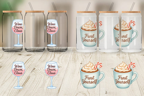 Glass Can Quotes Watercolor Holiday Beverage Humor Sublimation artnoy 