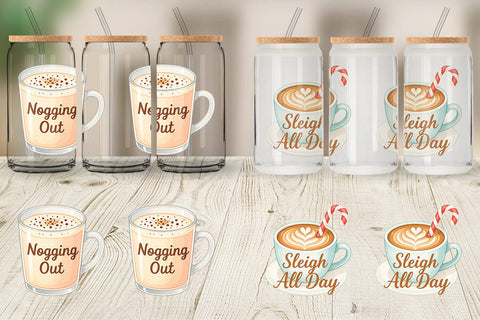 Glass Can Quotes Watercolor Holiday Beverage Humor Sublimation artnoy 