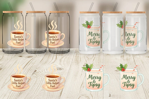 Glass Can Quotes Watercolor Holiday Beverage Humor Sublimation artnoy 