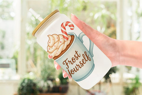 Glass Can Quotes Watercolor Holiday Beverage Humor Sublimation artnoy 