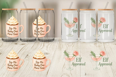 Glass Can Quotes Watercolor Holiday Beverage Humor Sublimation artnoy 