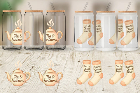 Glass Can Quotes Watercolor Holiday Chaos Essentials Sublimation artnoy 