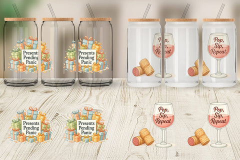 Glass Can Quotes Watercolor Holiday Chaos Essentials Sublimation artnoy 