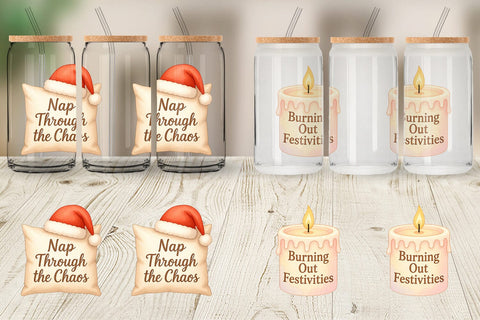 Glass Can Quotes Watercolor Holiday Chaos Essentials Sublimation artnoy 