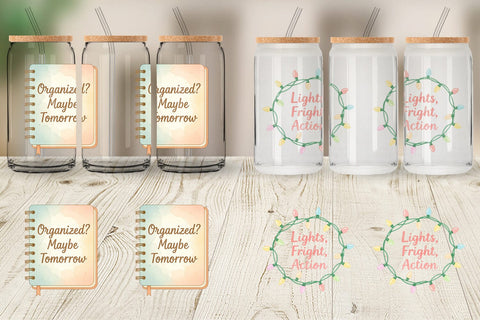Glass Can Quotes Watercolor Holiday Chaos Essentials Sublimation artnoy 