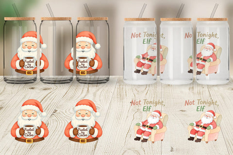 Glass Can Quotes Watercolor Sassy Santa Claus Sublimation artnoy 