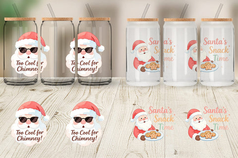Glass Can Quotes Watercolor Sassy Santa Claus Sublimation artnoy 