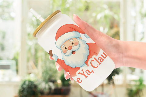 Glass Can Quotes Watercolor Sassy Santa Claus Sublimation artnoy 