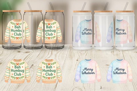 Glass Can Quotes Watercolor Ugly Sweater Sass Sublimation artnoy 