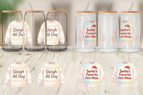 Glass Can Quotes Watercolor Ugly Sweater Sass Sublimation artnoy 