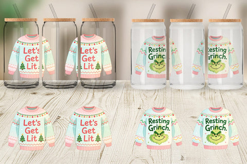 Glass Can Quotes Watercolor Ugly Sweater Sass Sublimation artnoy 