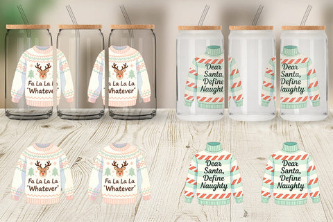 Glass Can Quotes Watercolor Ugly Sweater Sass Sublimation artnoy 