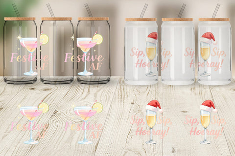 Glass Can Quotes Watercolor Wine and Whine Holidays Sublimation artnoy 