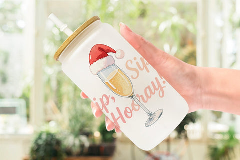 Glass Can Quotes Watercolor Wine and Whine Holidays Sublimation artnoy 