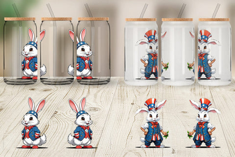 Glass Can Rabbit 4th of July Sublimation artnoy 