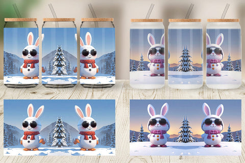 Glass Can Rabbit Christmas Sublimation artnoy 