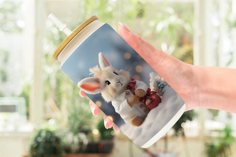 Glass Can Rabbit Christmas Sublimation artnoy 