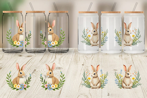Glass Can Rabbit Embroidery Sublimation artnoy 