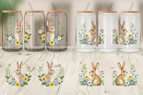 Glass Can Rabbit Embroidery Sublimation artnoy 
