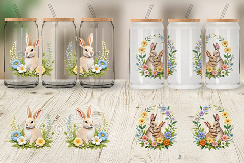 Glass Can Rabbit Embroidery Sublimation artnoy 