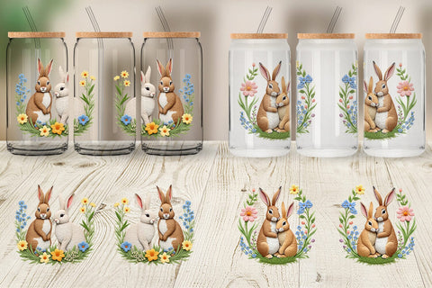 Glass Can Rabbit Embroidery Sublimation artnoy 