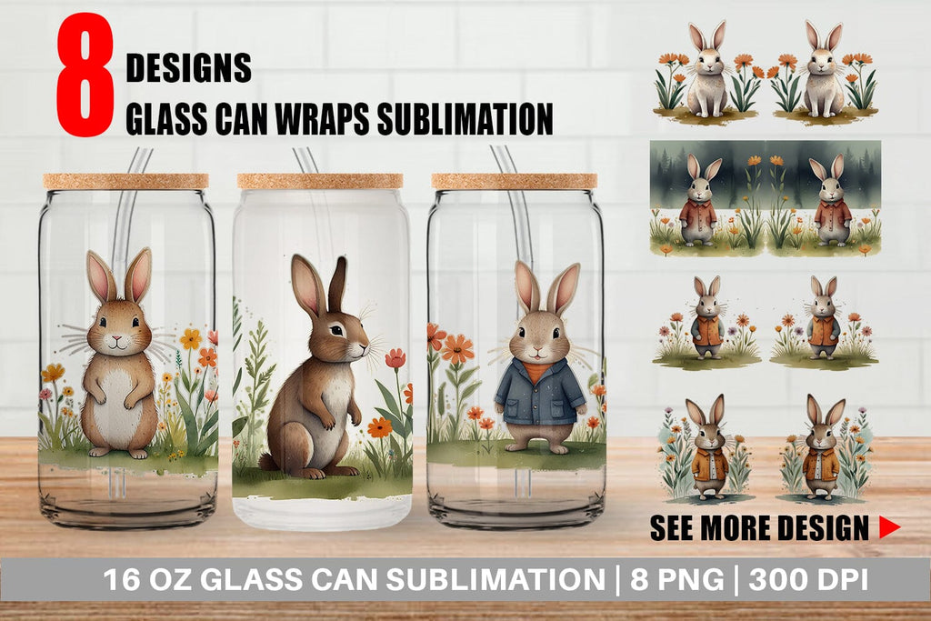 Glass Can Rabbit illustration - So Fontsy