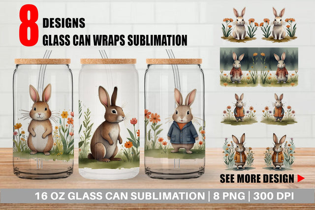 Glass Can Rabbit illustration Sublimation artnoy 