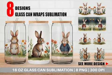 Glass Can Rabbit illustration Sublimation artnoy 