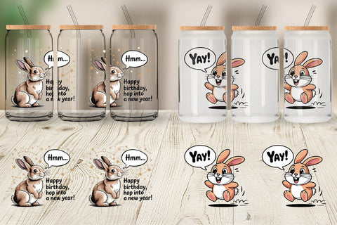 Glass Can Rabbit Mood Sublimation artnoy 