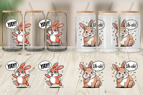 Glass Can Rabbit Mood Sublimation artnoy 