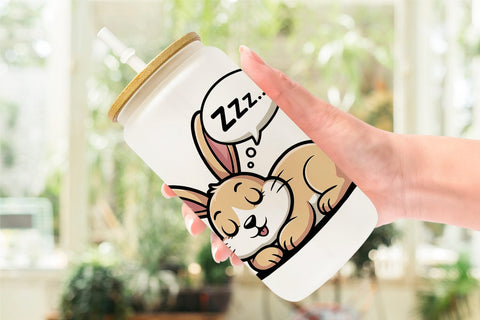 Glass Can Rabbit Mood Sublimation artnoy 