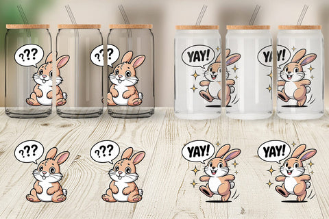 Glass Can Rabbit Mood Sublimation artnoy 