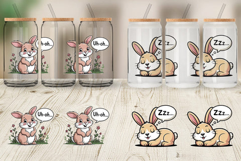 Glass Can Rabbit Mood Sublimation artnoy 