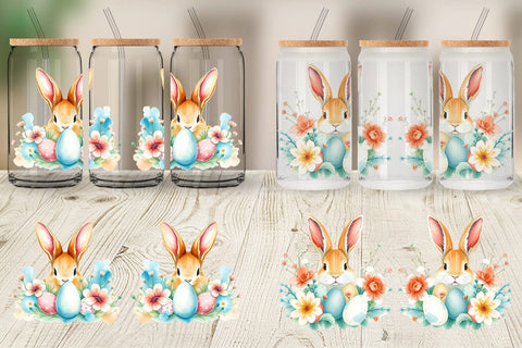 Glass Can Rabbit Peeking Sublimation artnoy 