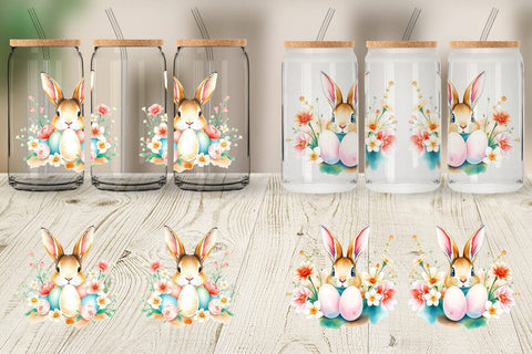 Glass Can Rabbit Peeking Sublimation artnoy 
