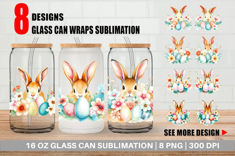 Glass Can Rabbit Peeking Sublimation artnoy 