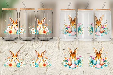 Glass Can Rabbit Peeking Sublimation artnoy 