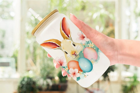 Glass Can Rabbit Peeking Sublimation artnoy 
