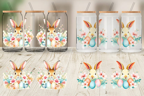 Glass Can Rabbit Peeking Sublimation artnoy 