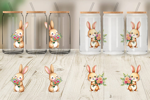 Glass Can Rabbit Spring Bouquet Sublimation artnoy 