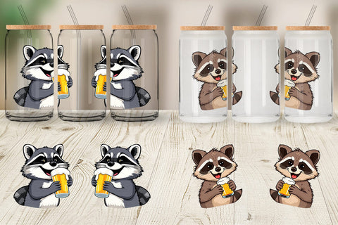 Glass Can Raccoon Beer Day Sublimation artnoy 