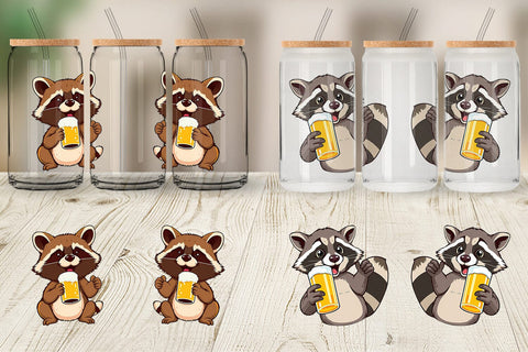 Glass Can Raccoon Beer Day Sublimation artnoy 