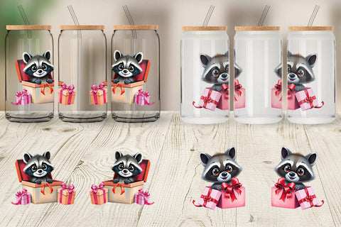 Glass Can Raccoon Gift Sublimation artnoy 