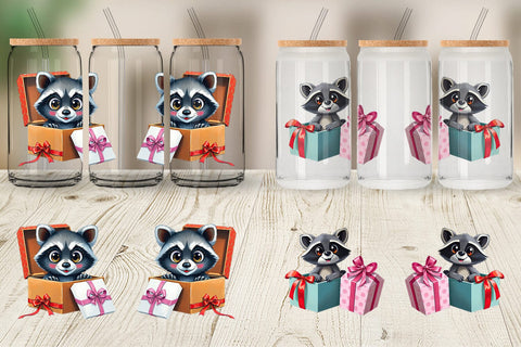 Glass Can Raccoon Gift Sublimation artnoy 