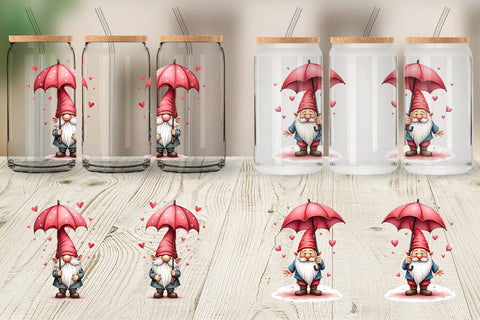 Glass Can Rain Umbrella Gnome Sublimation artnoy 