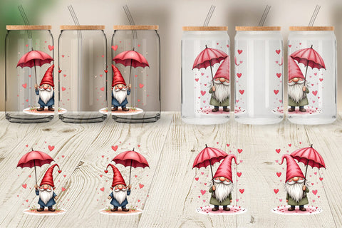 Glass Can Rain Umbrella Gnome Sublimation artnoy 