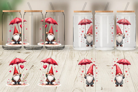 Glass Can Rain Umbrella Gnome Sublimation artnoy 