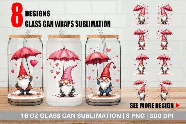 Glass Can Rain Umbrella Gnome Sublimation artnoy 